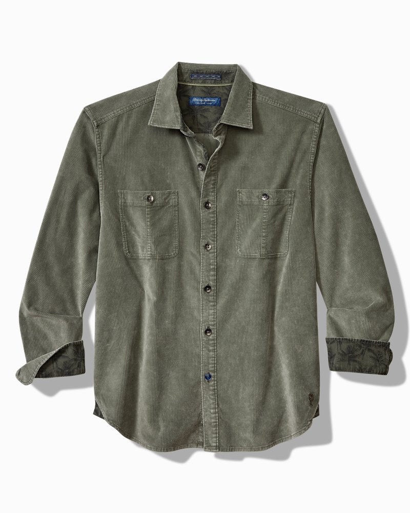 Tommy Bahama | Big & Tall Coastline Cord Stretch Sun Fade Double-Pocket Shirt / Dark Fern