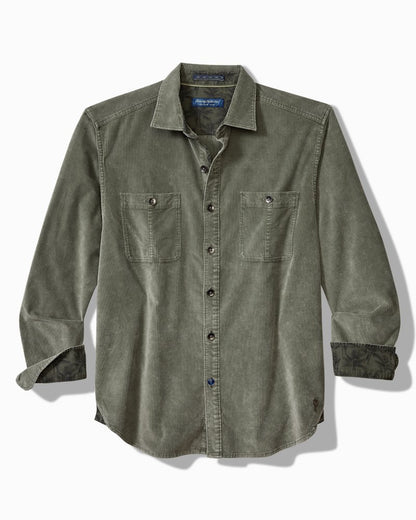 Tommy Bahama | Big & Tall Coastline Cord Stretch Sun Fade Double-Pocket Shirt / Dark Fern
