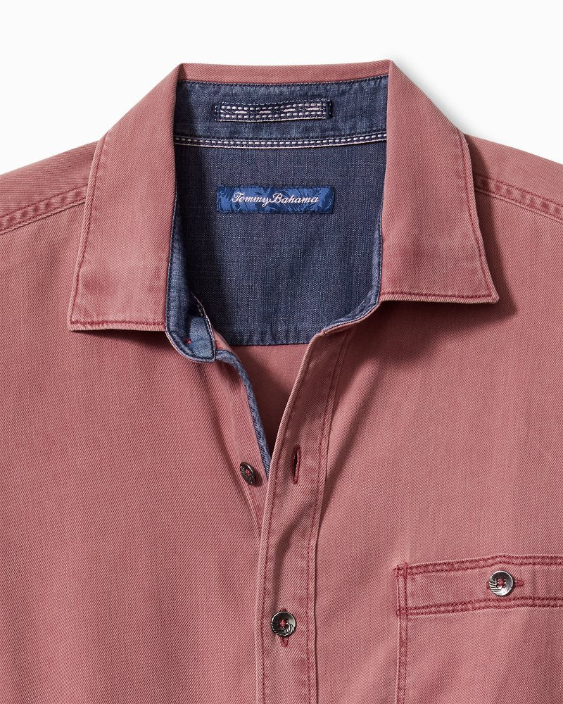 Tommy Bahama | Big & Tall Ocean Wash Twill Long-Sleeve Shirt / Ruby Wine