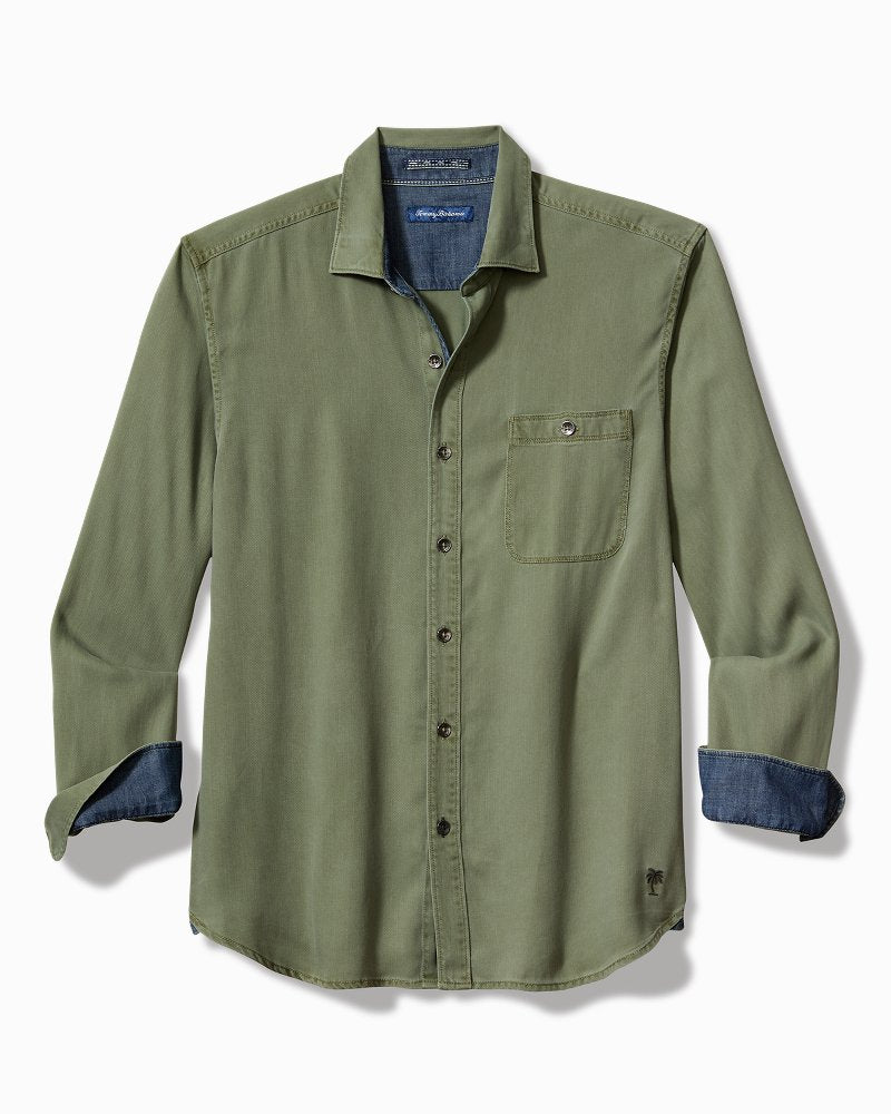 Tommy Bahama | Big & Tall Ocean Wash Twill Long-Sleeve Shirt / Army Green