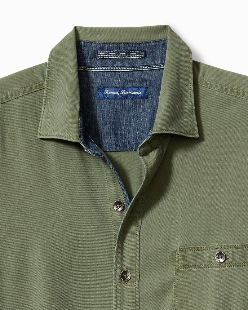 Tommy Bahama | Big & Tall Ocean Wash Twill Long-Sleeve Shirt / Army Green