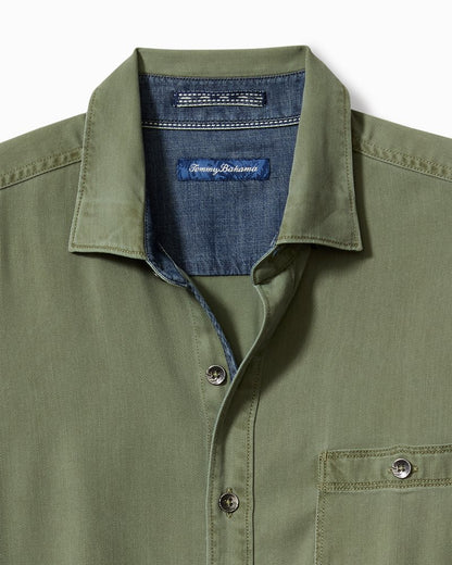 Tommy Bahama | Big & Tall Ocean Wash Twill Long-Sleeve Shirt / Army Green