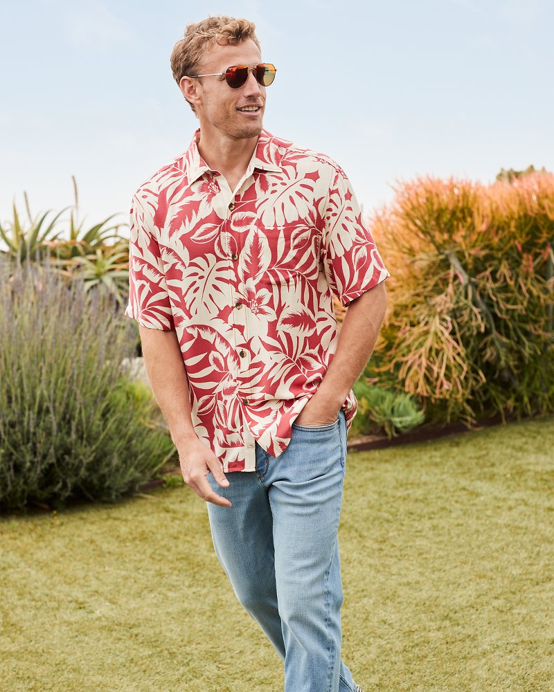 Tommy Bahama | Big & Tall Veracruz Cay Lindavista Leaves Short-Sleeve Shirt / Dark Havana