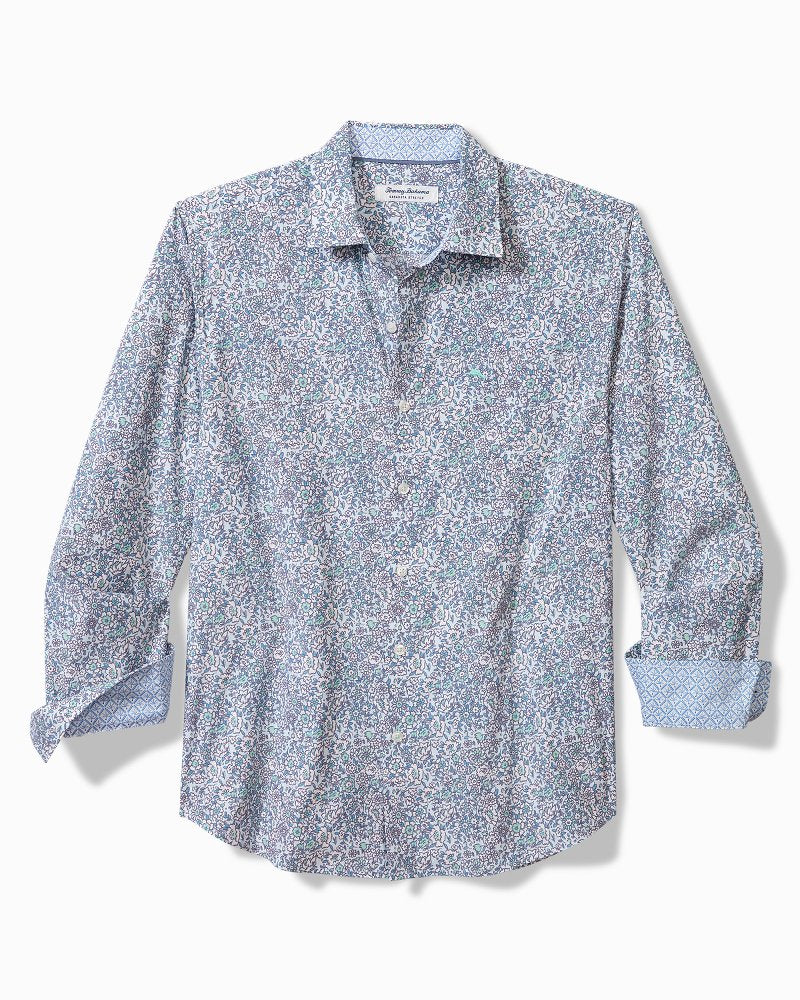 Tommy Bahama | Big & Tall Sarasota Stretch Blue Flora IslandZone® Shirt / Glass Bead Blue
