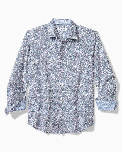 Tommy Bahama | Big & Tall Sarasota Stretch Blue Flora IslandZone® Shirt / Glass Bead Blue