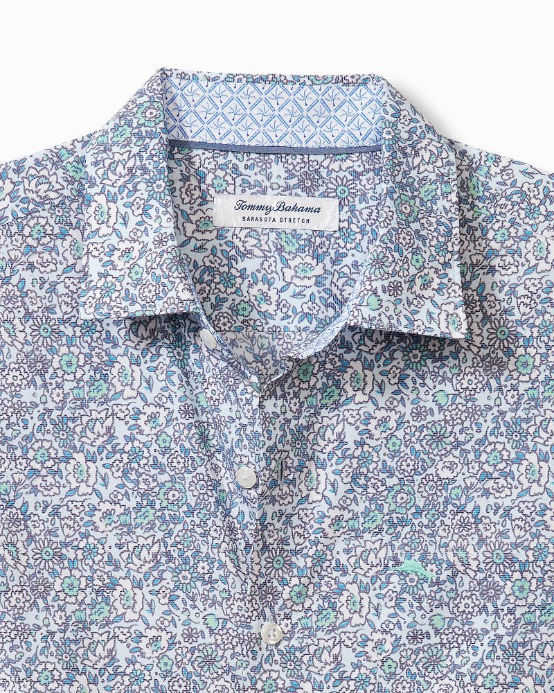 Tommy Bahama | Big & Tall Sarasota Stretch Blue Flora IslandZone® Shirt / Glass Bead Blue