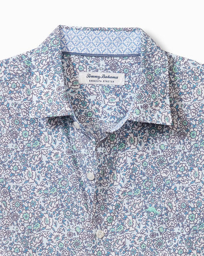 Tommy Bahama | Big & Tall Sarasota Stretch Blue Flora IslandZone® Shirt / Glass Bead Blue