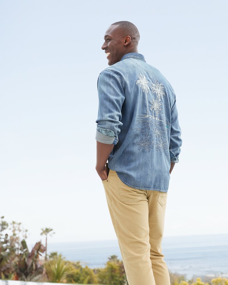 Tommy Bahama | Big & Tall Palm Reflections Long-Sleeve Shirt / Blue Jean