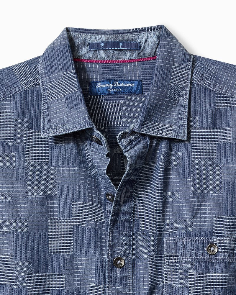 Tommy Bahama | Big & Tall Paradise Patchwork Long-Sleeve Shirt / Blue Jean