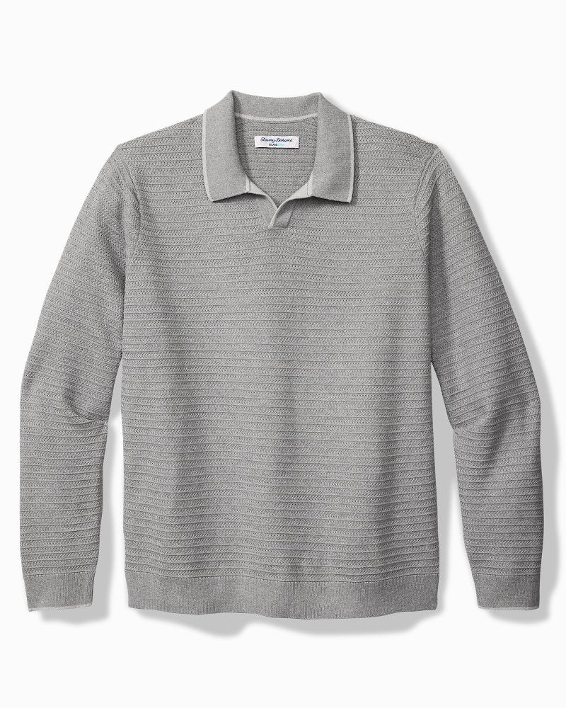 Tommy Bahama | Big & Tall Coolside Harbor IslandZone® Sweater Polo / Grey Heather