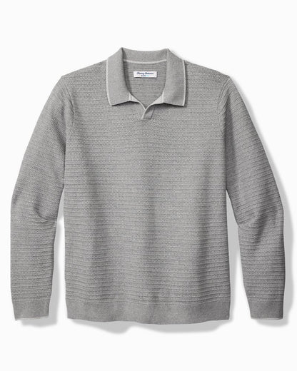 Tommy Bahama | Big & Tall Coolside Harbor IslandZone® Sweater Polo / Grey Heather