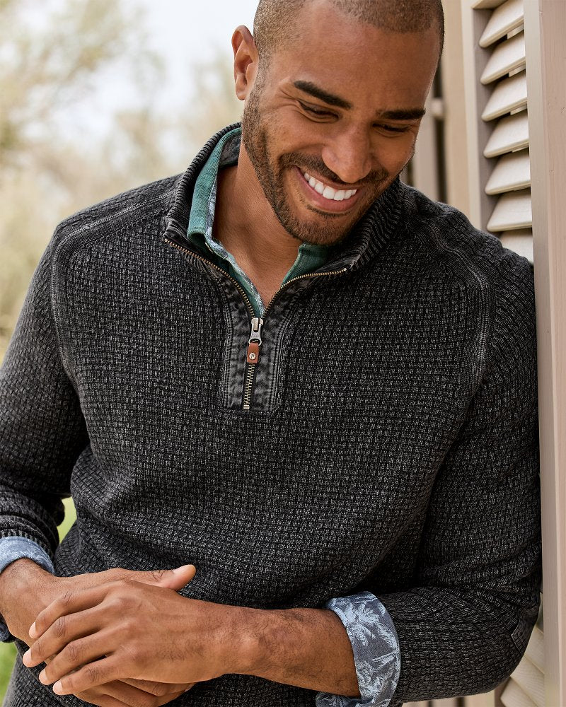 Tommy Bahama | Big & Tall Sunbreak Half-Zip Sweater / Black