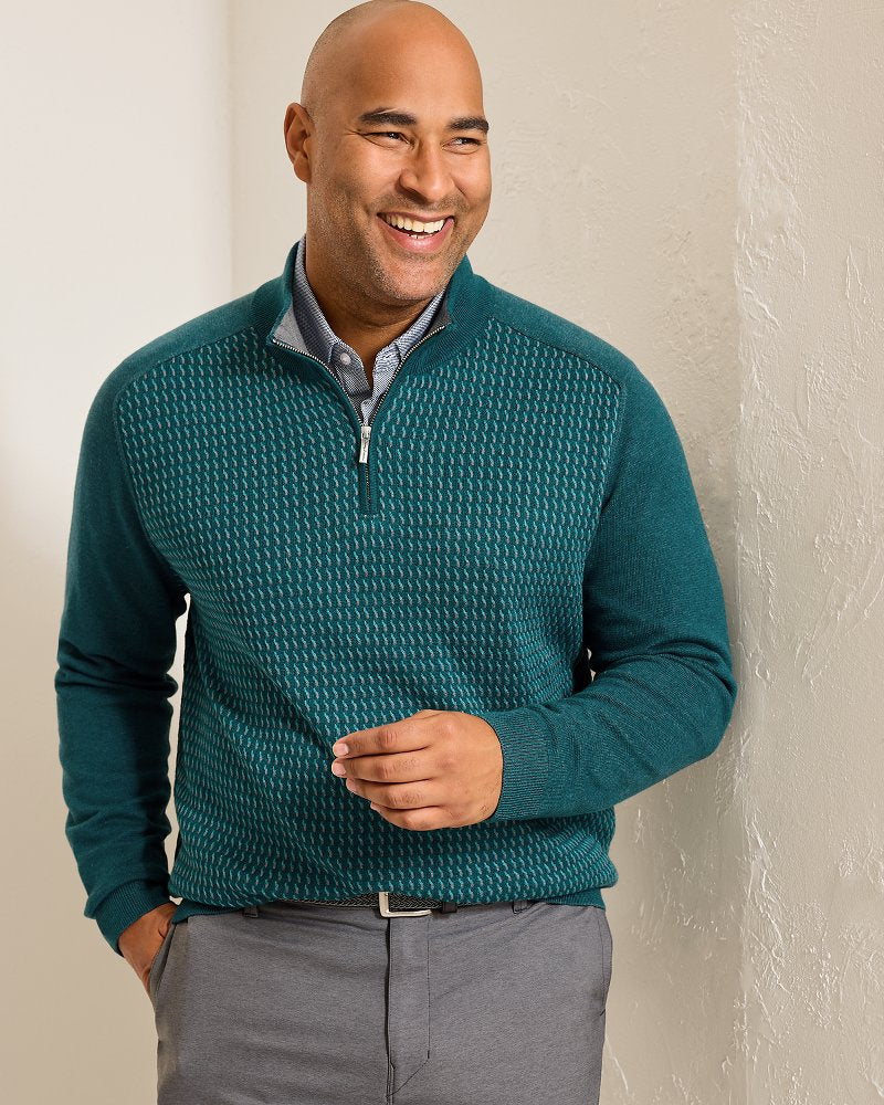 Tommy Bahama | Big & Tall Coastal Shores Half-Zip Sweater / Seaway