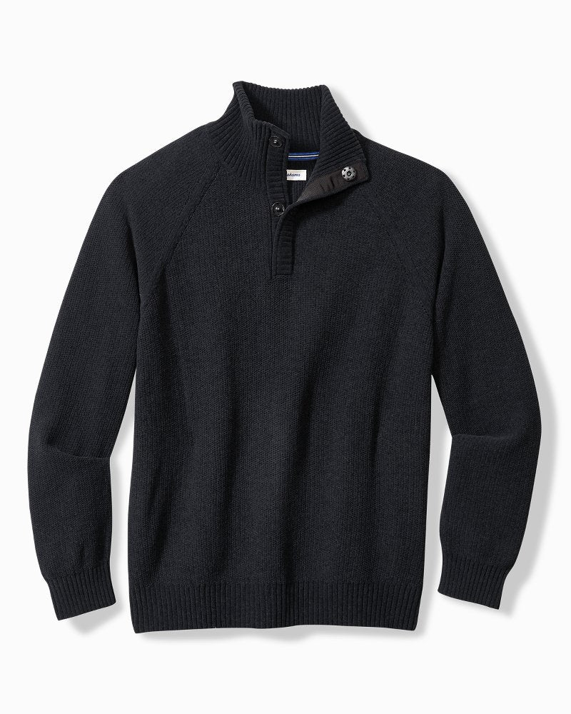 Tommy Bahama | Big & Tall Shoreline Surfcomber Snap-Mock Sweater / Black