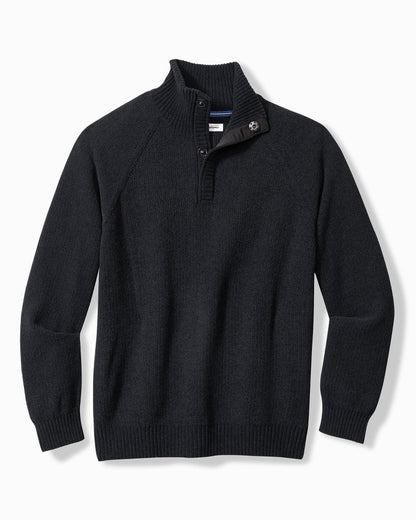 Tommy Bahama | Big & Tall Shoreline Surfcomber Snap-Mock Sweater / Black