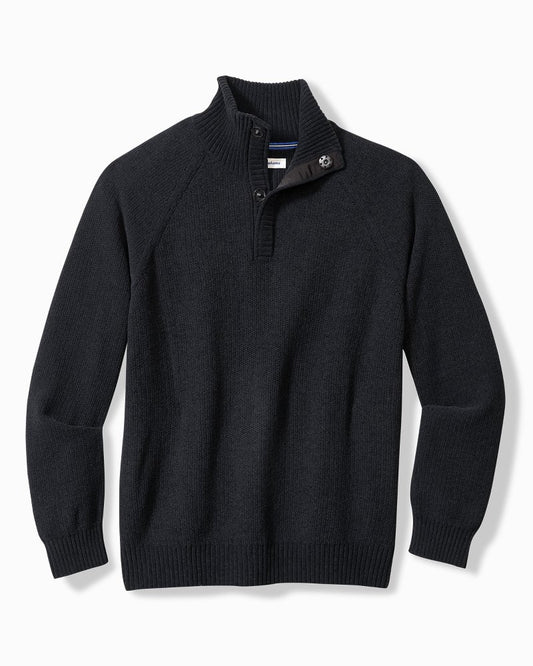 Tommy Bahama | Big & Tall Shoreline Surfcomber Snap-Mock Sweater / Black