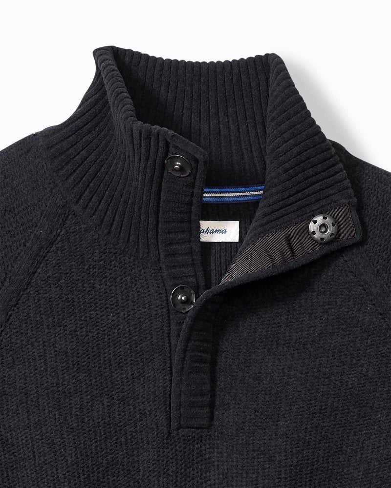 Tommy Bahama | Big & Tall Shoreline Surfcomber Snap-Mock Sweater / Black