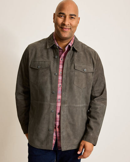 Tommy Bahama | Big & Tall Boulder Ridge Suede Shirt Jacket / Fog Grey