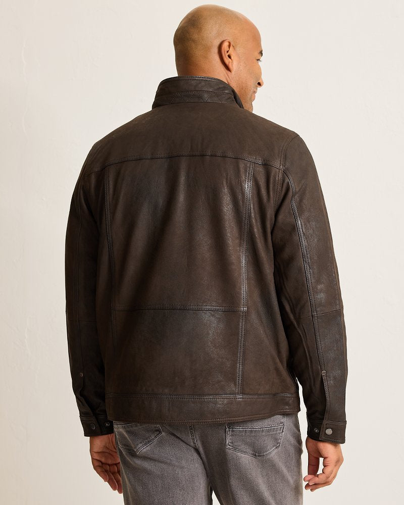 Tommy Bahama | Big & Tall Highland Rocker Leather Jacket / Dark Brown
