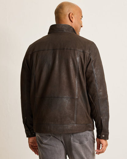 Tommy Bahama | Big & Tall Highland Rocker Leather Jacket / Dark Brown