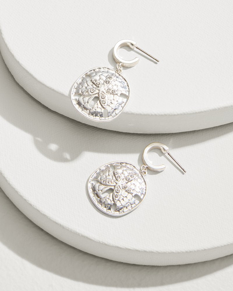 Tommy Bahama | Marco Island Sand Dollar Drop Hoop Earrings / Silver