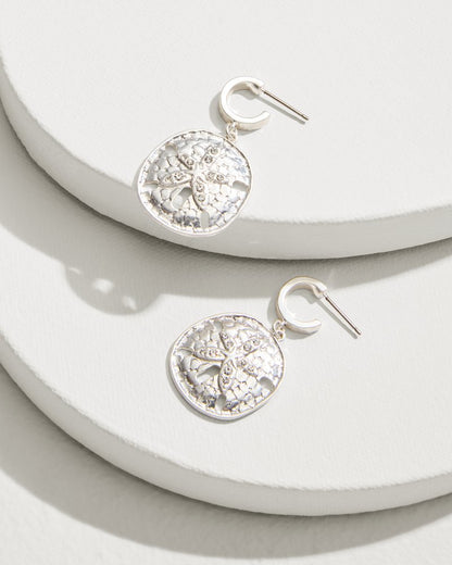 Tommy Bahama | Marco Island Sand Dollar Drop Hoop Earrings / Silver