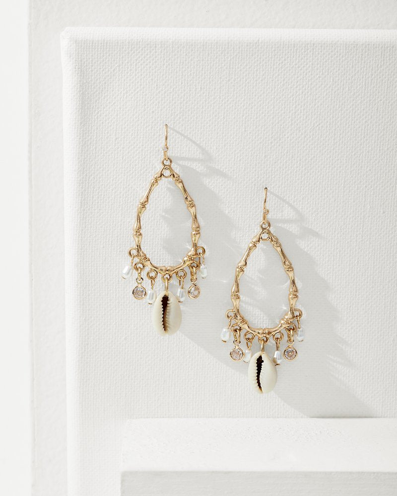 Tommy Bahama | Seaside Shell Drop Hoop Charm Earrings / Gold