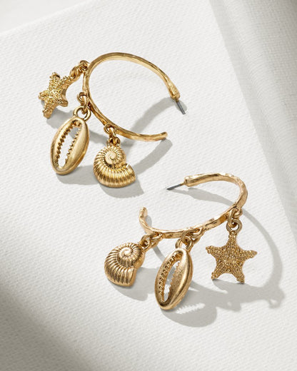 Tommy Bahama | Indigo Bay Sealife Charm Hoop Earrings / Gold
