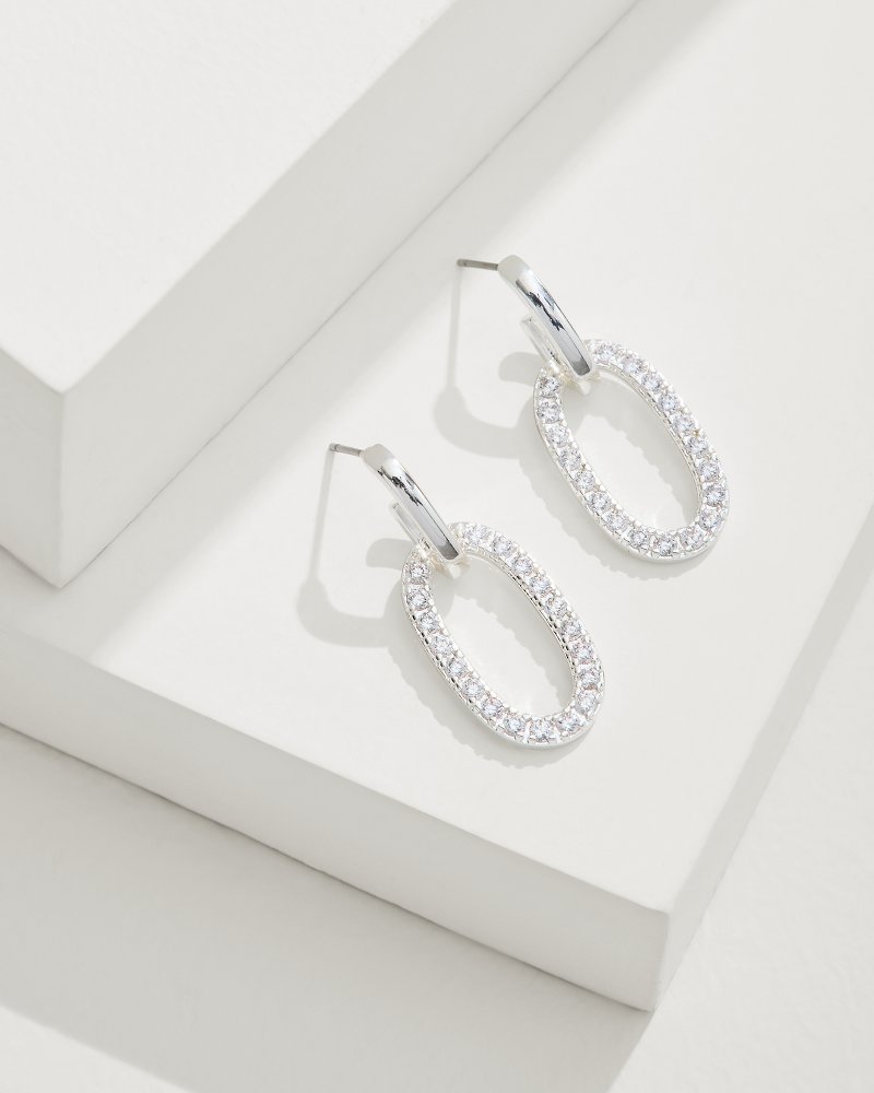 Tommy Bahama | Sanibel Island Crystal Link Drop Earrings / Silver