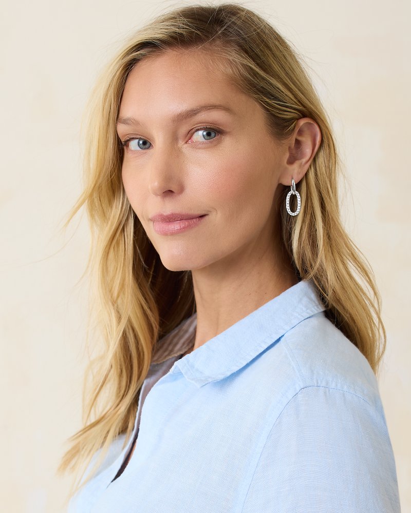 Tommy Bahama | Sanibel Island Crystal Link Drop Earrings / Silver