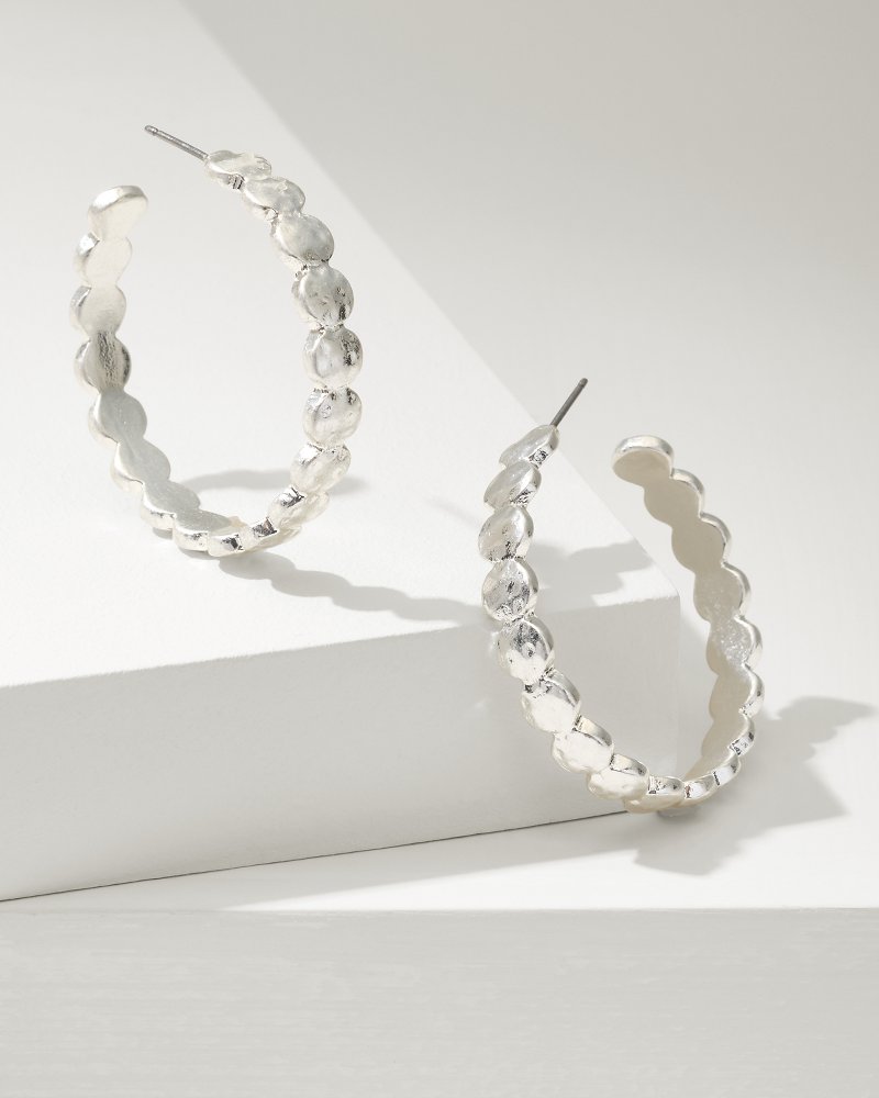 Tommy Bahama | Marco Island Textured Disc Hoop Earrings / Silver