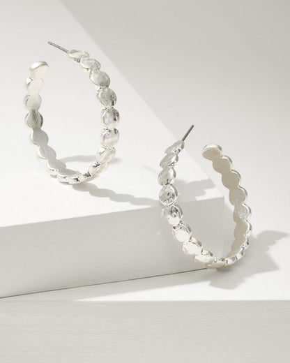 Tommy Bahama | Marco Island Textured Disc Hoop Earrings / Silver