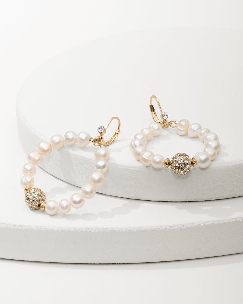 Tommy Bahama | Madeira Pearl Statement Drop Hoop Earrings / Gold