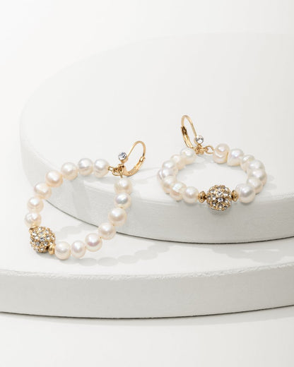 Tommy Bahama | Madeira Pearl Statement Drop Hoop Earrings / Gold