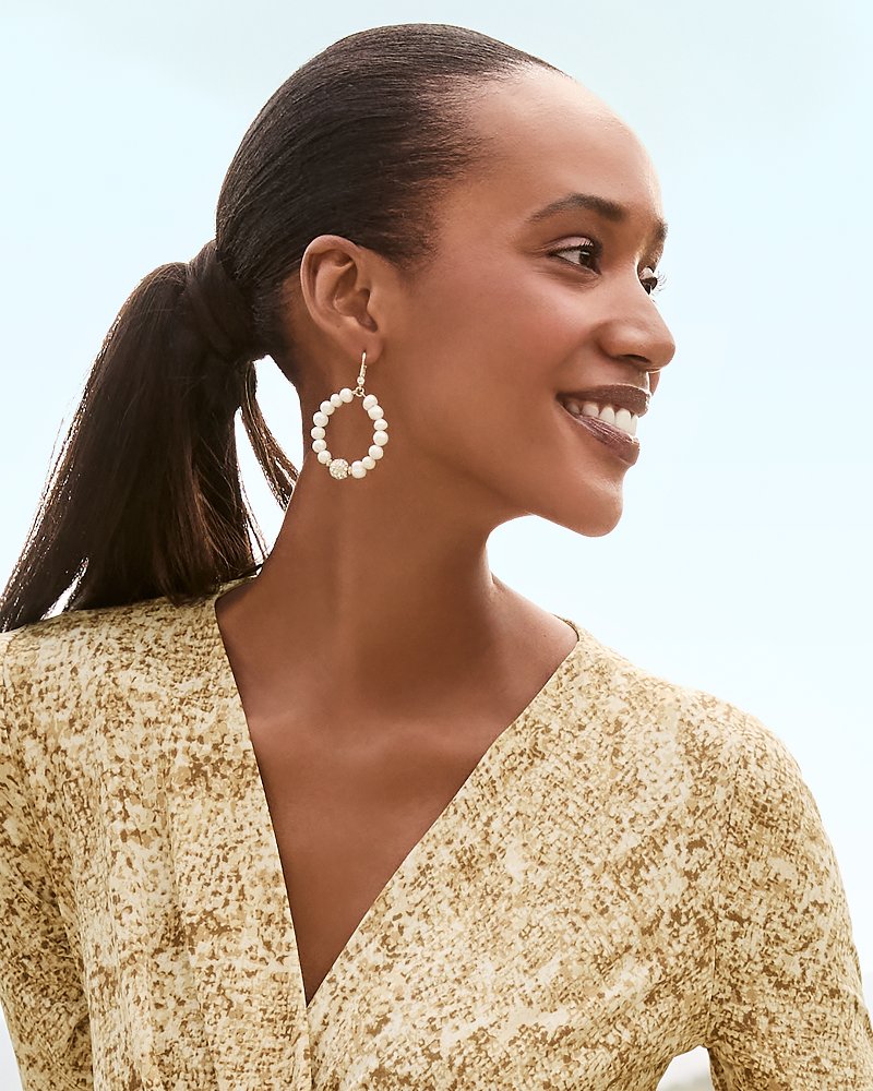 Tommy Bahama | Madeira Pearl Statement Drop Hoop Earrings / Gold