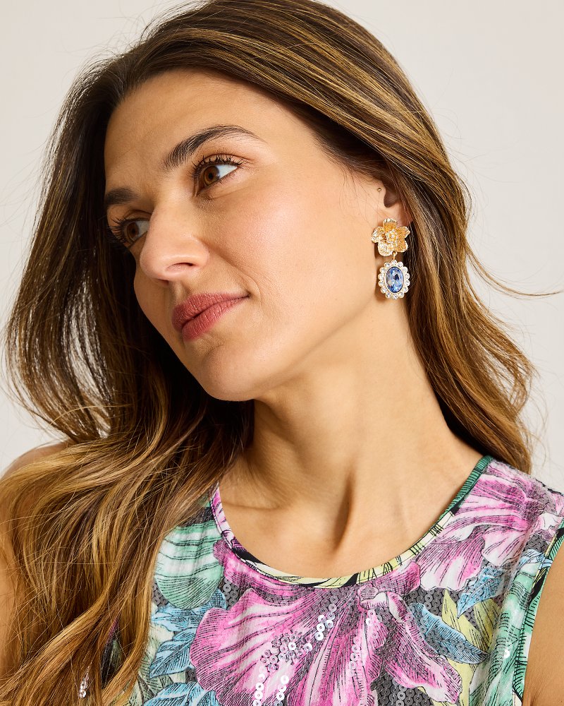 Tommy Bahama | Tidal Treasure Floral Statement Drop Earrings / Gold