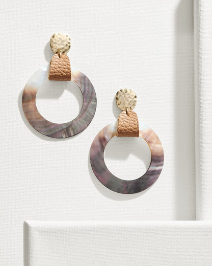 Tommy Bahama | Indigo Shore Grey Shell Drop Hoop Earrings / Gold