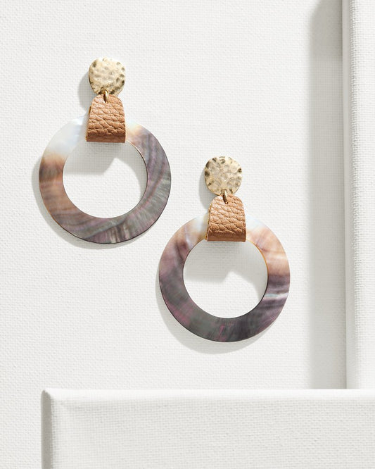 Tommy Bahama | Indigo Shore Grey Shell Drop Hoop Earrings / Gold