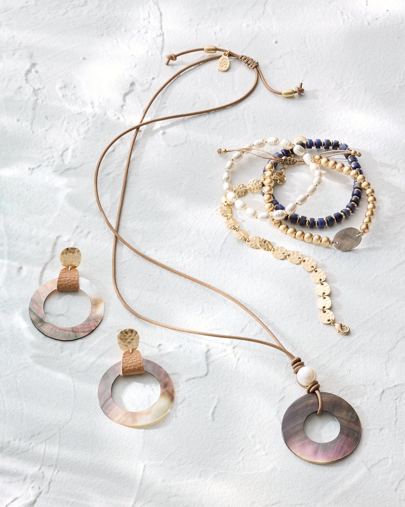 Tommy Bahama | Indigo Shore Grey Shell Drop Hoop Earrings / Gold