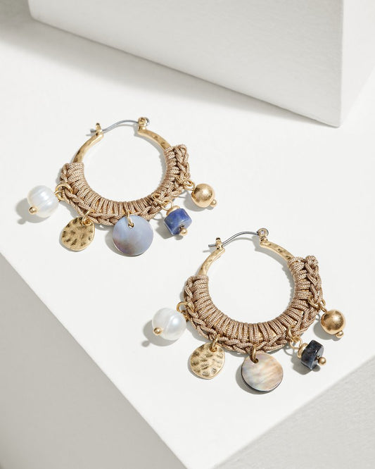Tommy Bahama | Indigo Shore Mixed Materials Charm Hoop Earrings / Gold