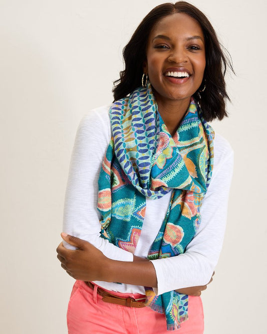 Tommy Bahama | Hypnotic Garden Double Face Scarf / Blue Spruce
