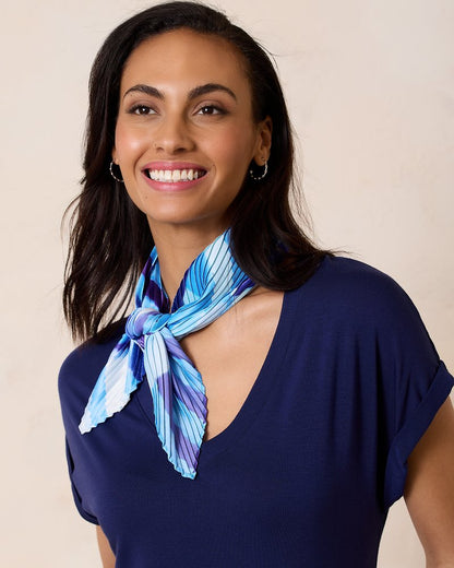Tommy Bahama | Mosaic Stripes Pleated Diamond Scarf / Chambray