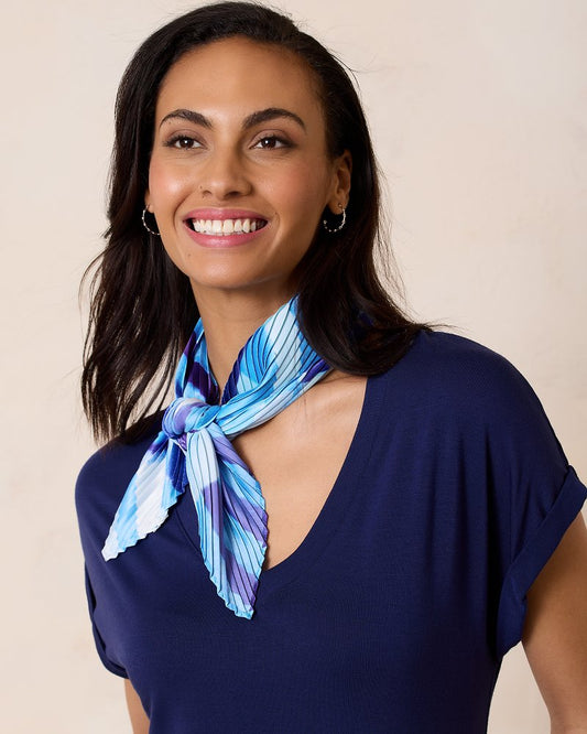 Tommy Bahama | Mosaic Stripes Pleated Diamond Scarf / Chambray