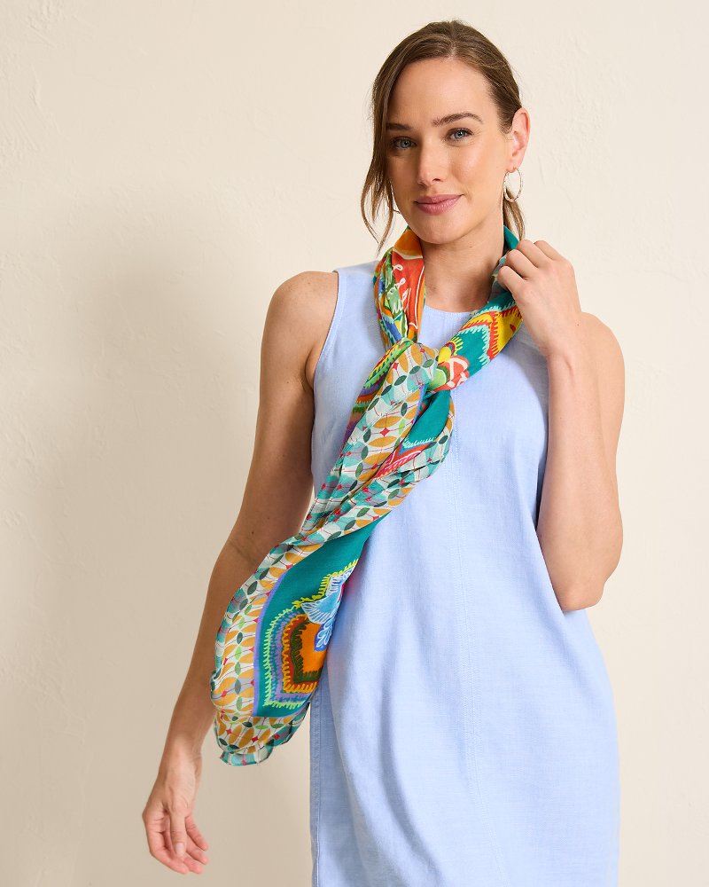Tommy Bahama | Hypnotic Garden Square Scarf / Blue Spruce