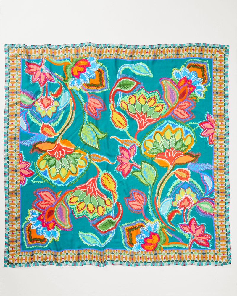 Tommy Bahama | Hypnotic Garden Square Scarf / Blue Spruce