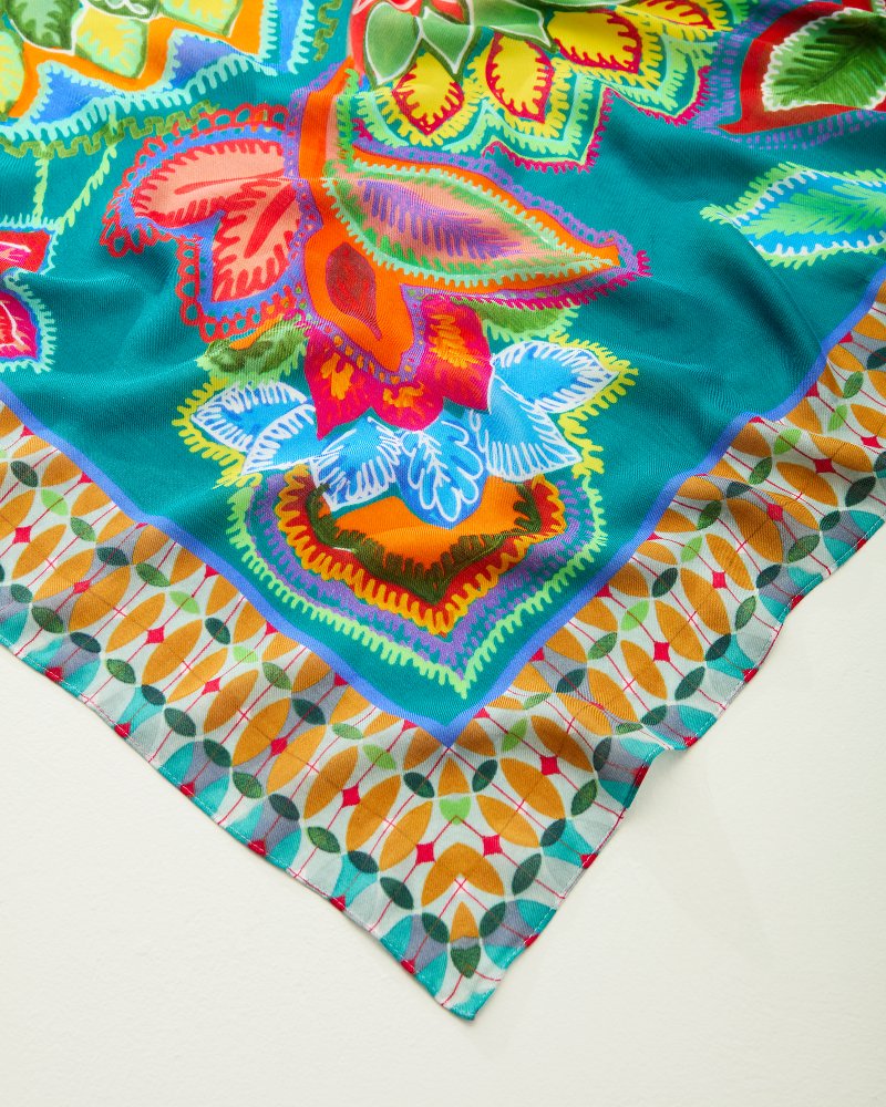 Tommy Bahama | Hypnotic Garden Square Scarf / Blue Spruce
