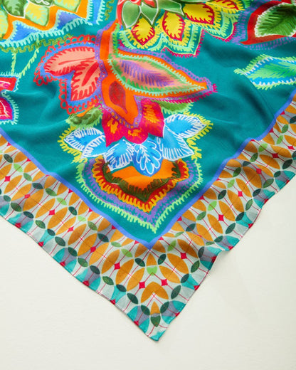Tommy Bahama | Hypnotic Garden Square Scarf / Blue Spruce