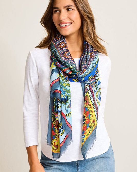 Tommy Bahama | Tile Patch Wrap Scarf / Blue Spruce