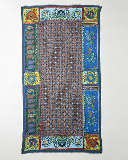 Tommy Bahama | Tile Patch Wrap Scarf / Blue Spruce