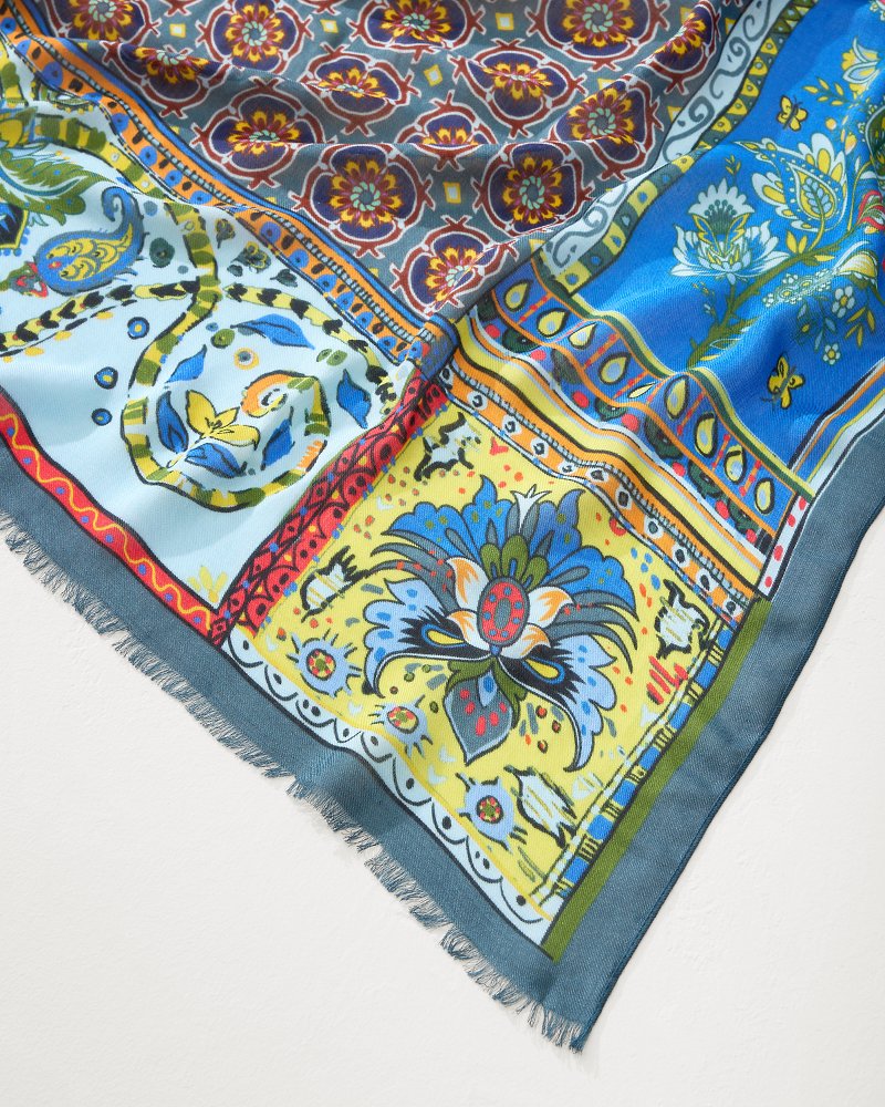 Tommy Bahama | Tile Patch Wrap Scarf / Blue Spruce
